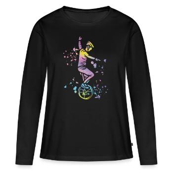 Unicycliste monocycle monocycle - T-shirt manches longues Premium bio Femme - noir - Devant - Julia (174cm)