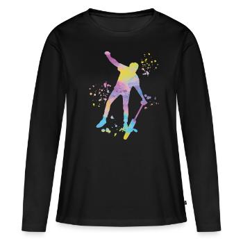 Unicycliste monocycle monocycle - T-shirt manches longues Premium bio Femme - noir - Devant - Julia (174cm)