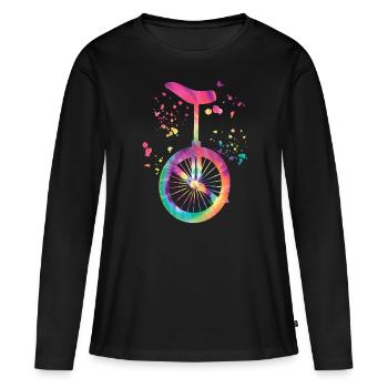 Unicycliste monocycle monocycle - T-shirt manches longues Premium bio Femme - noir - Devant - Julia (174cm)