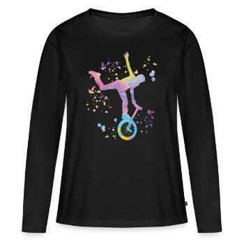 Unicycliste monocycle monocycle - T-shirt manches longues Premium bio Femme - noir - Devant - Julia (174cm)
