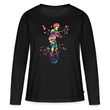 Unicycliste monocycle monocycle - T-shirt manches longues Premium bio Femme - noir - Devant - Julia (174cm)