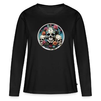 Roses mortes - T-shirt manches longues Premium bio Femme - noir - Devant - Julia (174cm)