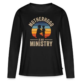 La maternité est mon ministère - T-shirt manches longues Premium bio Femme - noir - Devant - Julia (174cm)
