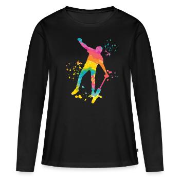 Unicycliste monocycle monocycle - T-shirt manches longues Premium bio Femme - noir - Devant - Julia (174cm)