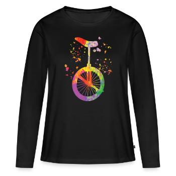 Unicycliste monocycle monocycle - T-shirt manches longues Premium bio Femme - noir - Devant - Julia (174cm)