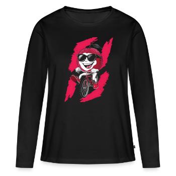 Litschi, Radfahren, Auf, Fahrrad, Geschenk - Frauen Premium Bio Langarmshirt - Schwarz - Vorne - Julia (174cm)