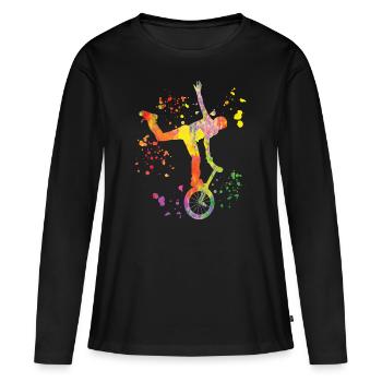 Unicycliste monocycle monocycle - T-shirt manches longues Premium bio Femme - noir - Devant - Julia (174cm)