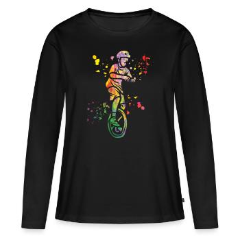 Unicycliste monocycle monocycle - T-shirt manches longues Premium bio Femme - noir - Devant - Julia (174cm)