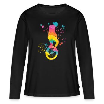 Unicycliste monocycle monocycle - T-shirt manches longues Premium bio Femme - noir - Devant - Julia (174cm)