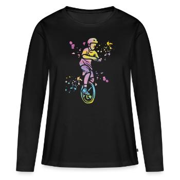 Unicycliste monocycle monocycle - T-shirt manches longues Premium bio Femme - noir - Devant - Julia (174cm)