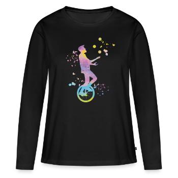 Unicycliste monocycle monocycle - T-shirt manches longues Premium bio Femme - noir - Devant - Julia (174cm)
