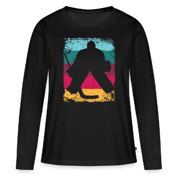 Eishockeyspieler Vintage Eishockey - Frauen Premium Bio Langarmshirt - Schwarz - Vorne - Julia (174cm)
