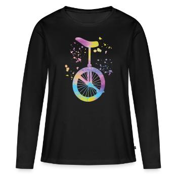 Unicycliste monocycle monocycle - T-shirt manches longues Premium bio Femme - noir - Devant - Julia (174cm)