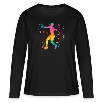 Lancer de javelot Colorsplash Lancer de javelot - T-shirt manches longues Premium bio Femme - noir - Devant - Julia (174cm)