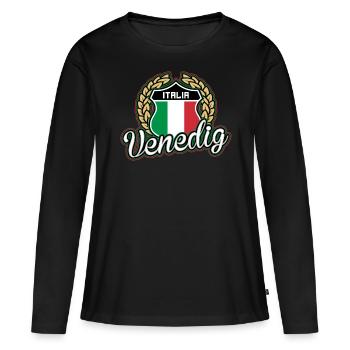 Venise - T-shirt manches longues Premium bio Femme - noir - Devant - Julia (174cm)