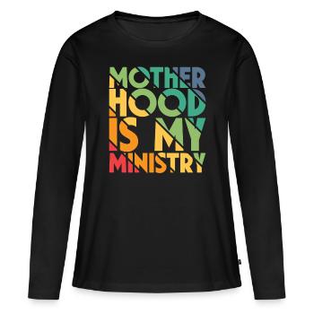 La maternité est mon ministère - T-shirt manches longues Premium bio Femme - noir - Devant - Julia (174cm)