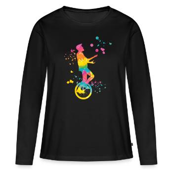 Unicycliste monocycle monocycle - T-shirt manches longues Premium bio Femme - noir - Devant - Julia (174cm)