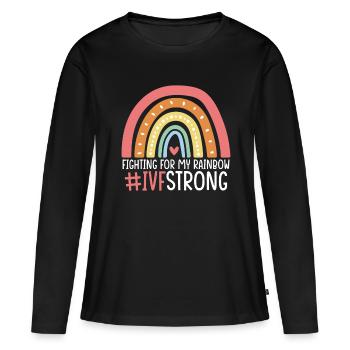 Se battre pour mon arc-en-ciel IVF Collecte d’ovules drôle - T-shirt manches longues Premium bio Femme - noir - Devant - Julia (174cm)