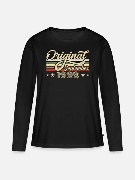 1999 September Geboren Geburtstag Geburtsjahr 1999 - Frauen Premium Bio Langarmshirt - Schwarz
