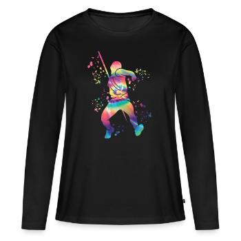Lancer de javelot Colorsplash Lancer de javelot - T-shirt manches longues Premium bio Femme - noir - Devant - Julia (174cm)