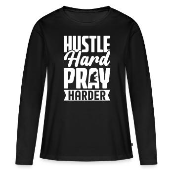 Se démener Prier Plus fort Musulman Islamique Salah - T-shirt manches longues Premium bio Femme - noir - Devant - Julia (174cm)