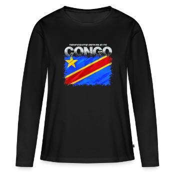 Congo - T-shirt manches longues Premium bio Femme - noir - Devant - Julia (174cm)