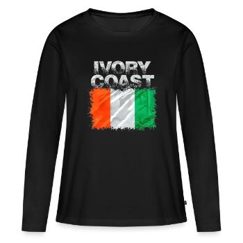 Côte d’Ivoire - T-shirt manches longues Premium bio Femme - noir - Devant - Julia (174cm)