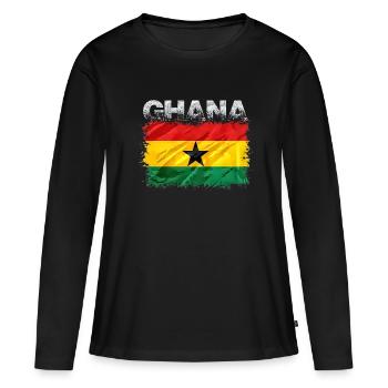 Ghana - T-shirt manches longues Premium bio Femme - noir - Devant - Julia (174cm)
