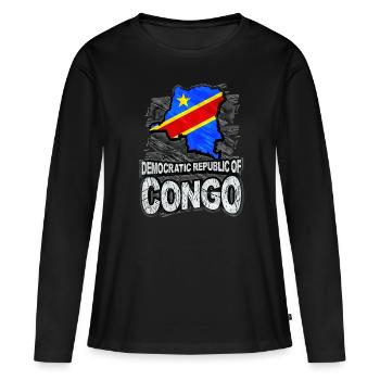 Congo - T-shirt manches longues Premium bio Femme - noir - Devant - Julia (174cm)