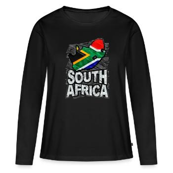 Afrique du Sud - T-shirt manches longues Premium bio Femme - noir - Devant - Julia (174cm)