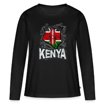 Kenya - T-shirt manches longues Premium bio Femme - noir - Devant - Julia (174cm)