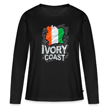 Côte d’Ivoire - T-shirt manches longues Premium bio Femme - noir - Devant - Julia (174cm)