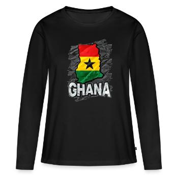 Ghana - T-shirt manches longues Premium bio Femme - noir - Devant - Julia (174cm)