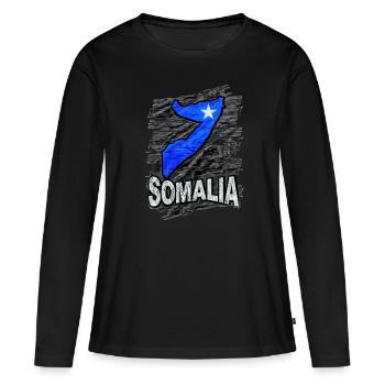 Somalie - T-shirt manches longues Premium bio Femme - noir - Devant - Julia (174cm)