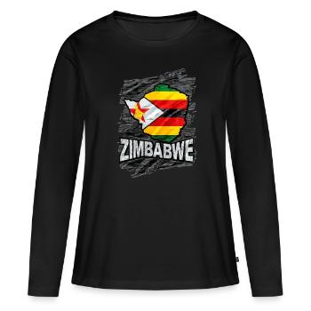 Zimbabwe - T-shirt manches longues Premium bio Femme - noir - Devant - Julia (174cm)