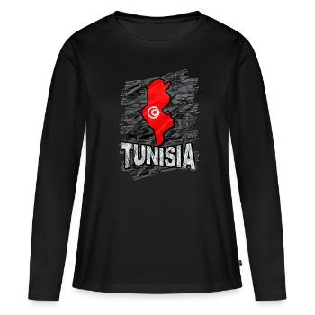 Tunisie - T-shirt manches longues Premium bio Femme - noir - Devant - Julia (174cm)