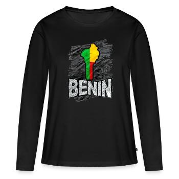 Bénin - T-shirt manches longues Premium bio Femme - noir - Devant - Julia (174cm)
