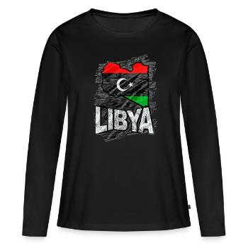 Libye - T-shirt manches longues Premium bio Femme - noir - Devant - Julia (174cm)