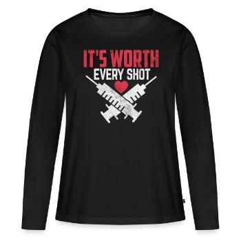Drôle FIV Prélèvement d’ovules Jour Embryologie - T-shirt manches longues Premium bio Femme - noir - Devant - Julia (174cm)