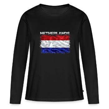 Pays-Bas - T-shirt manches longues Premium bio Femme - noir - Devant - Julia (174cm)