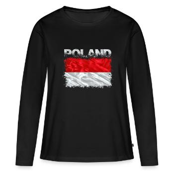 Pologne - T-shirt manches longues Premium bio Femme - noir - Devant - Julia (174cm)
