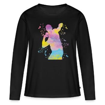 Lanceur de poids Colorsplash Lancer de poids - T-shirt manches longues Premium bio Femme - noir - Devant - Julia (174cm)