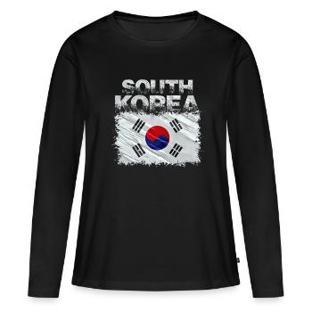 Corée du Sud - T-shirt manches longues Premium bio Femme - noir - Devant - Julia (174cm)