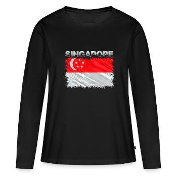 Singapour - T-shirt manches longues Premium bio Femme - noir - Devant - Julia (174cm)