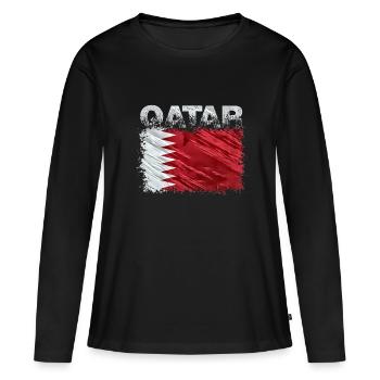 Qatar - T-shirt manches longues Premium bio Femme - noir - Devant - Julia (174cm)