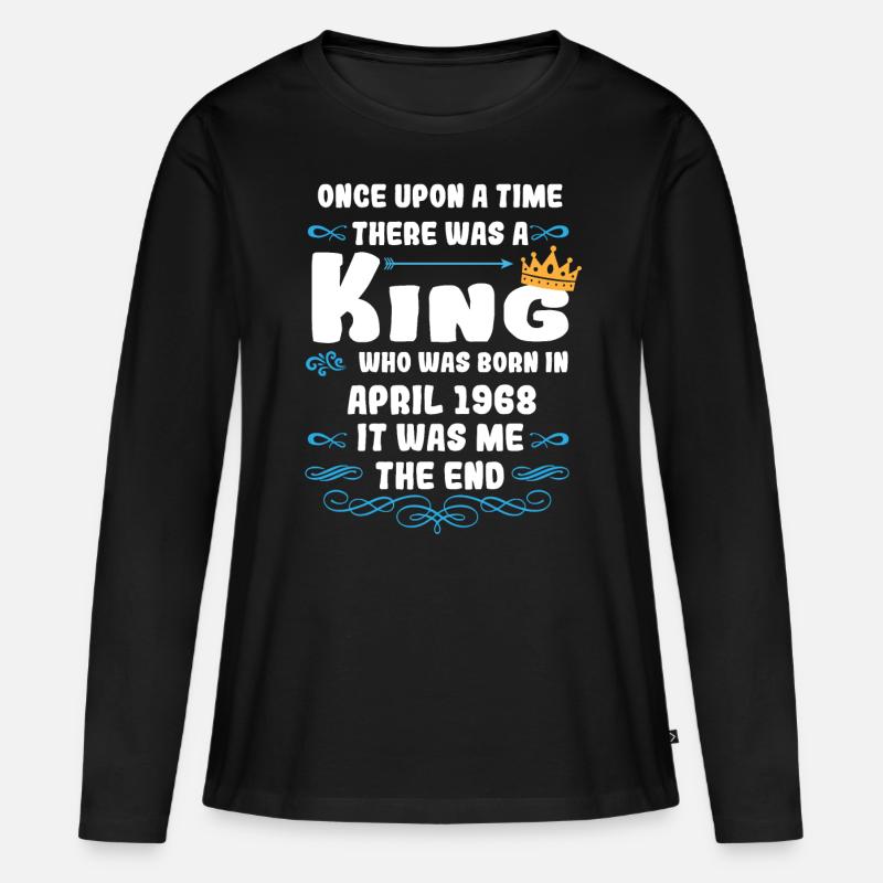 Es war einmal ein König. April 1968 Geburtstag - Frauen Premium Bio Langarmshirt - Schwarz