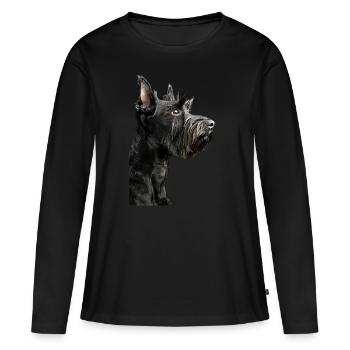 Terrier écossais - T-shirt manches longues Premium bio Femme - noir - Devant - Julia (174cm)