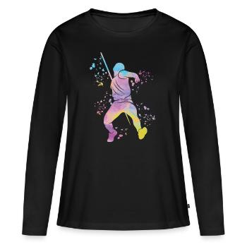 Lancer de javelot Colorsplash Lancer de javelot - T-shirt manches longues Premium bio Femme - noir - Devant - Julia (174cm)