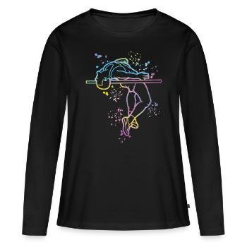 Saut en hauteur Aquarelle Saut en hauteur - T-shirt manches longues Premium bio Femme - noir - Devant - Julia (174cm)