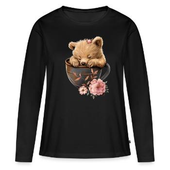 Porter - T-shirt manches longues Premium bio Femme - noir - Devant - Julia (174cm)